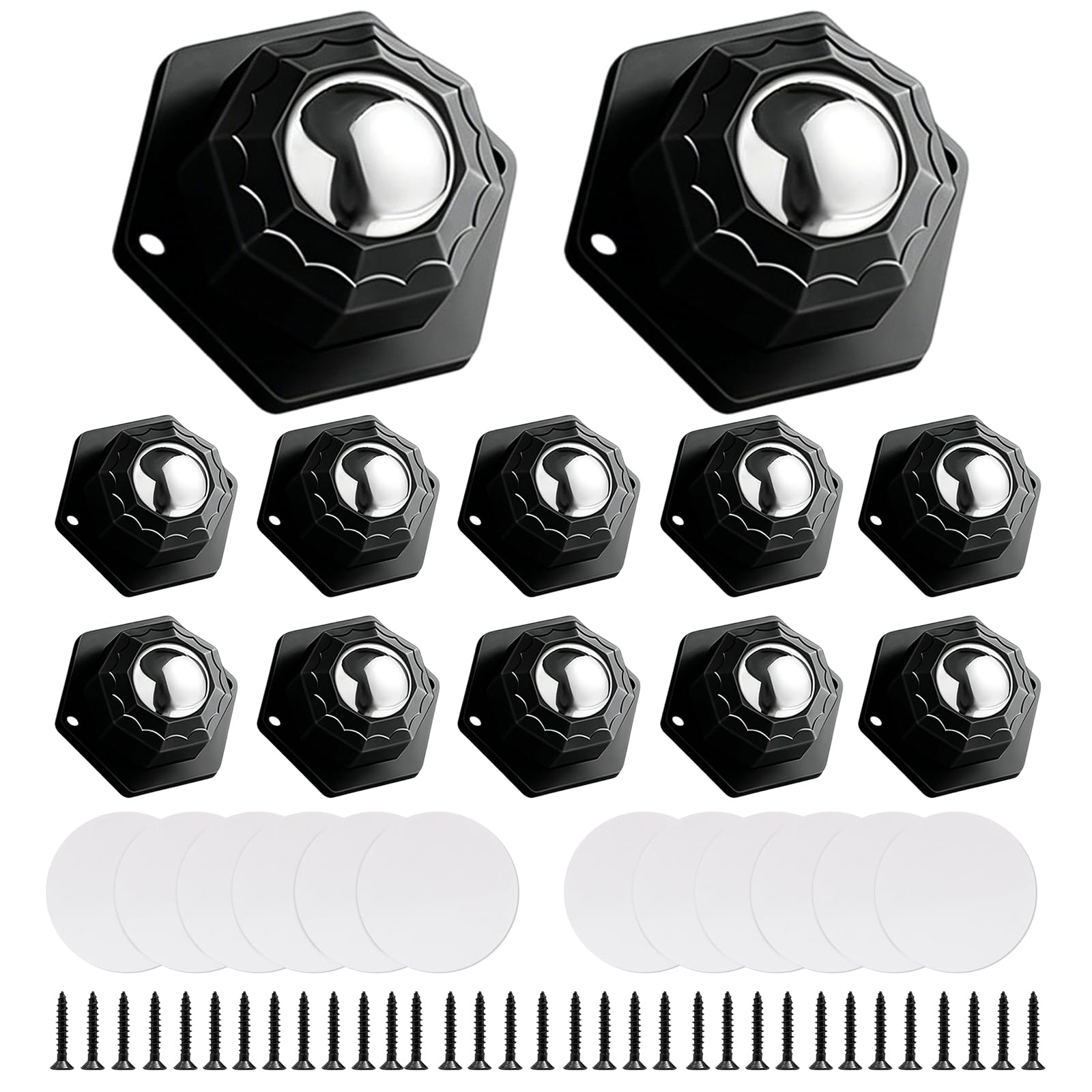 12 Pcs Wheels for Furniture, Castor Wheels Casters for Small Furniture Storage Box Shelves Waste Bins (Black)
