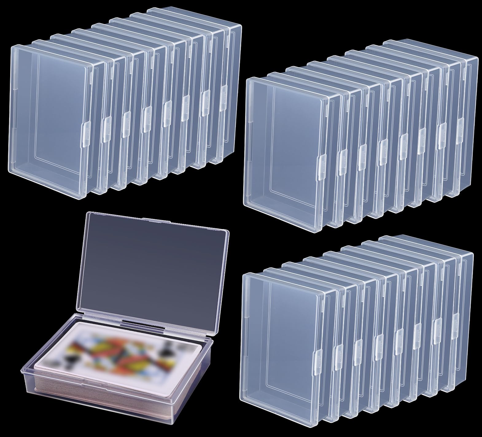 Aosmeol 24 Pack Playing Card Case Holder, Clear Plastic Card Deck Boxes, Snaps Closed