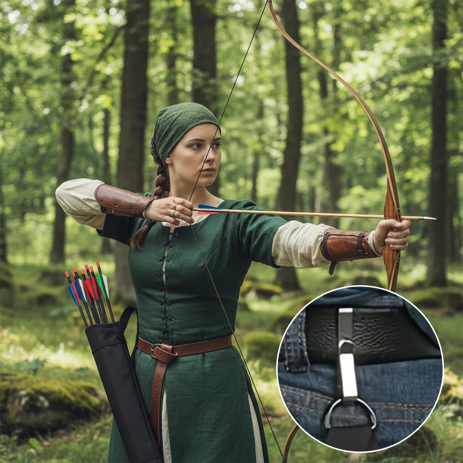 Carquois de tir à l'arc Quiver réglable sac à dos hanche pour arc compound recourbé chasse
