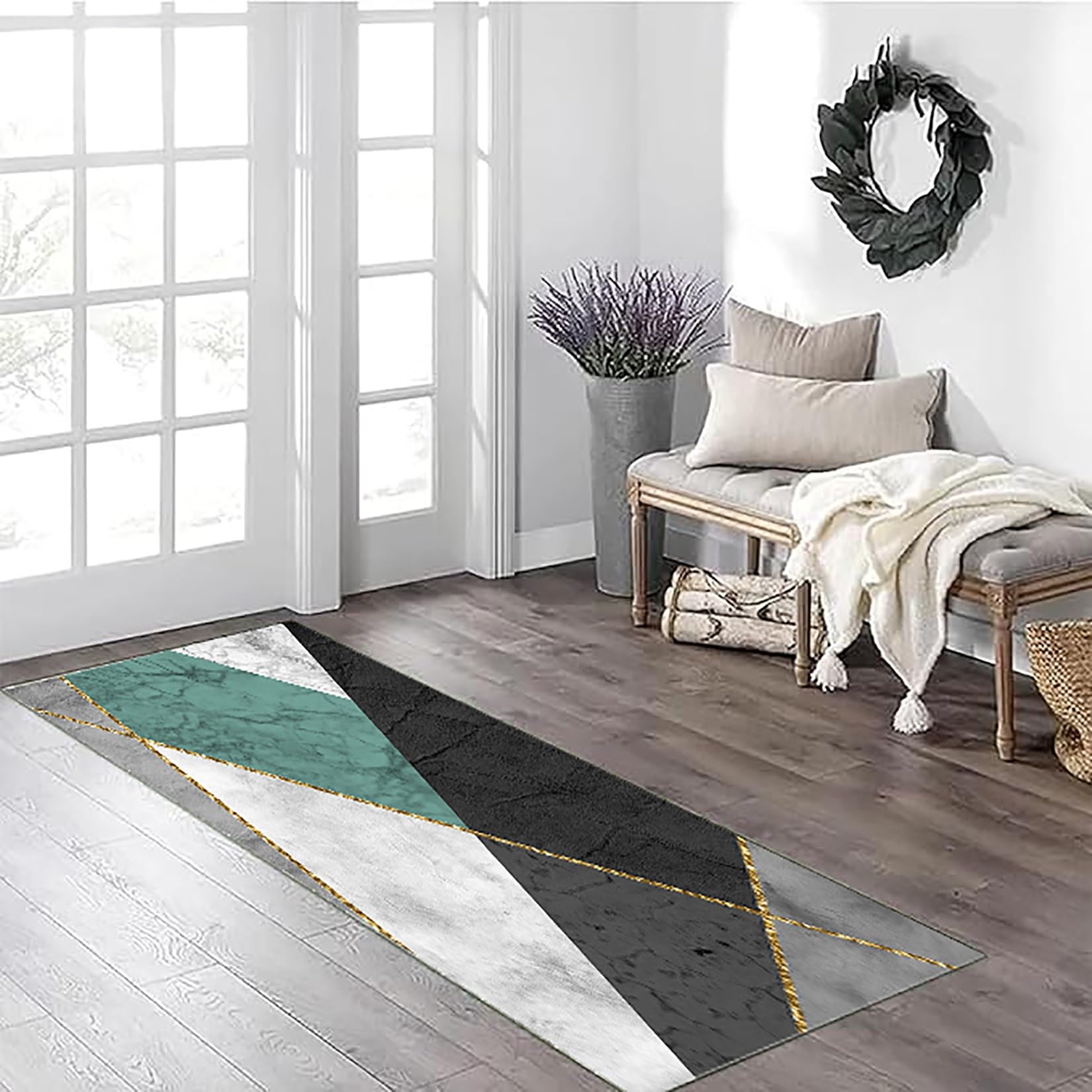 Dywaniki Wąskie 110 x 320 cm Mocny, Zmywalny I Lekki Nowoczesny Długi Dywan Do Wnętrz Antypoślizgowa, Chłonna Do Wejścia Przez Drzwi Wejściowe, D