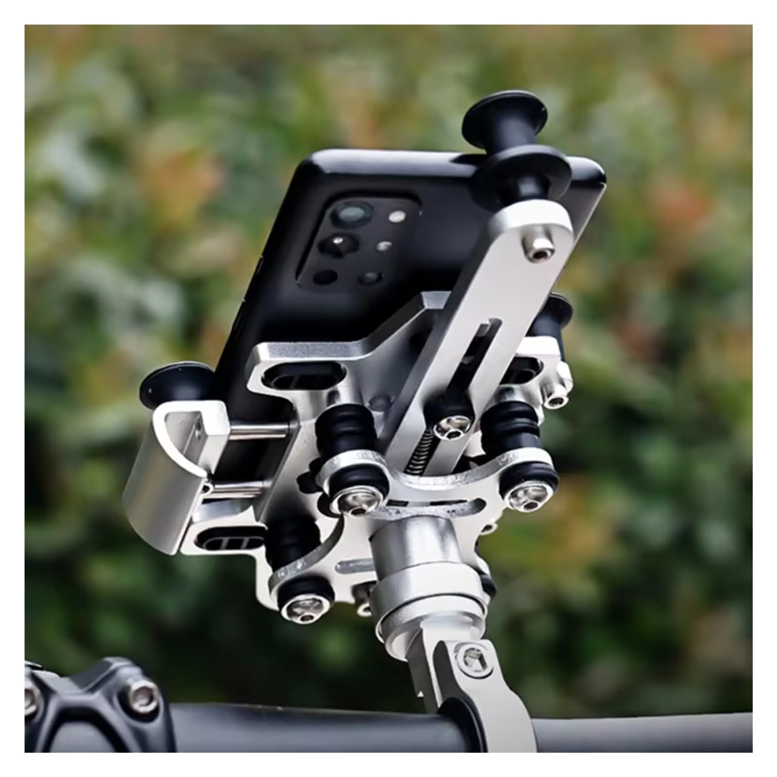 Soporte teléfono bicicleta Soporte Navegación Para Teléfono Móvil Con Ajuste Giratorio Aleación Mejorado Motocicleta Y Bicicleta Soporte Teléfono Con Absorción De Golpes 2024(H96 Black)