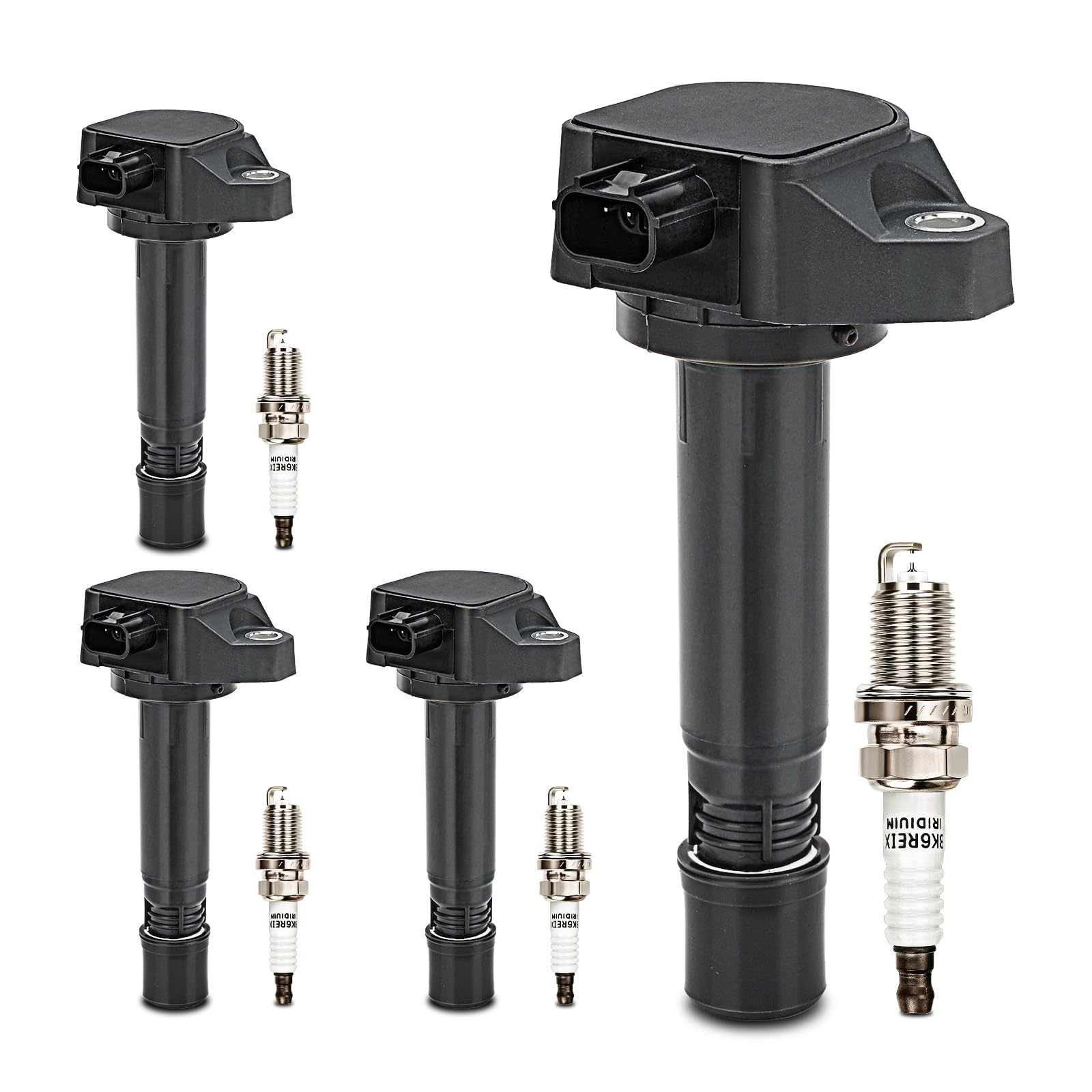 UF582 Ignition Coil &amp; 4504 Double Iridium Spark Plug for 06-11 Honda Civic
