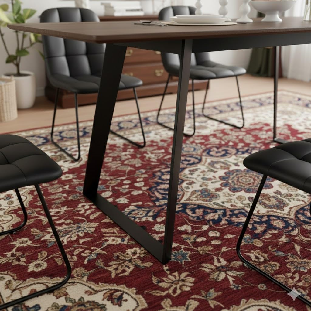 ZckyCine Extendable Dining Table - 63" to 78.7" Adjustable Rectangular Table with Black Metal Legs, Modern Expandable Dining Table for 6-8 People