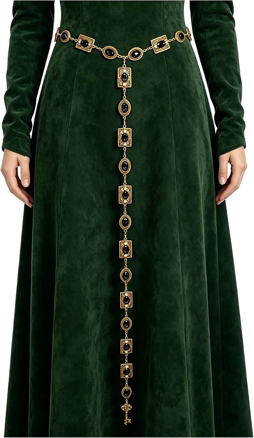 Joukavor Medieval Chain Belt for Women - Gothic Victorian Renaissance Waist Chain for Viking Celtic Fairy Witch Raven Cosplay (Black)