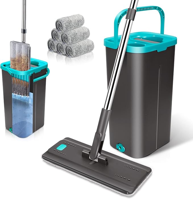 Myiosus Set Mocio Lavapavimenti e Secchio, Mop Pavimenti Professionale