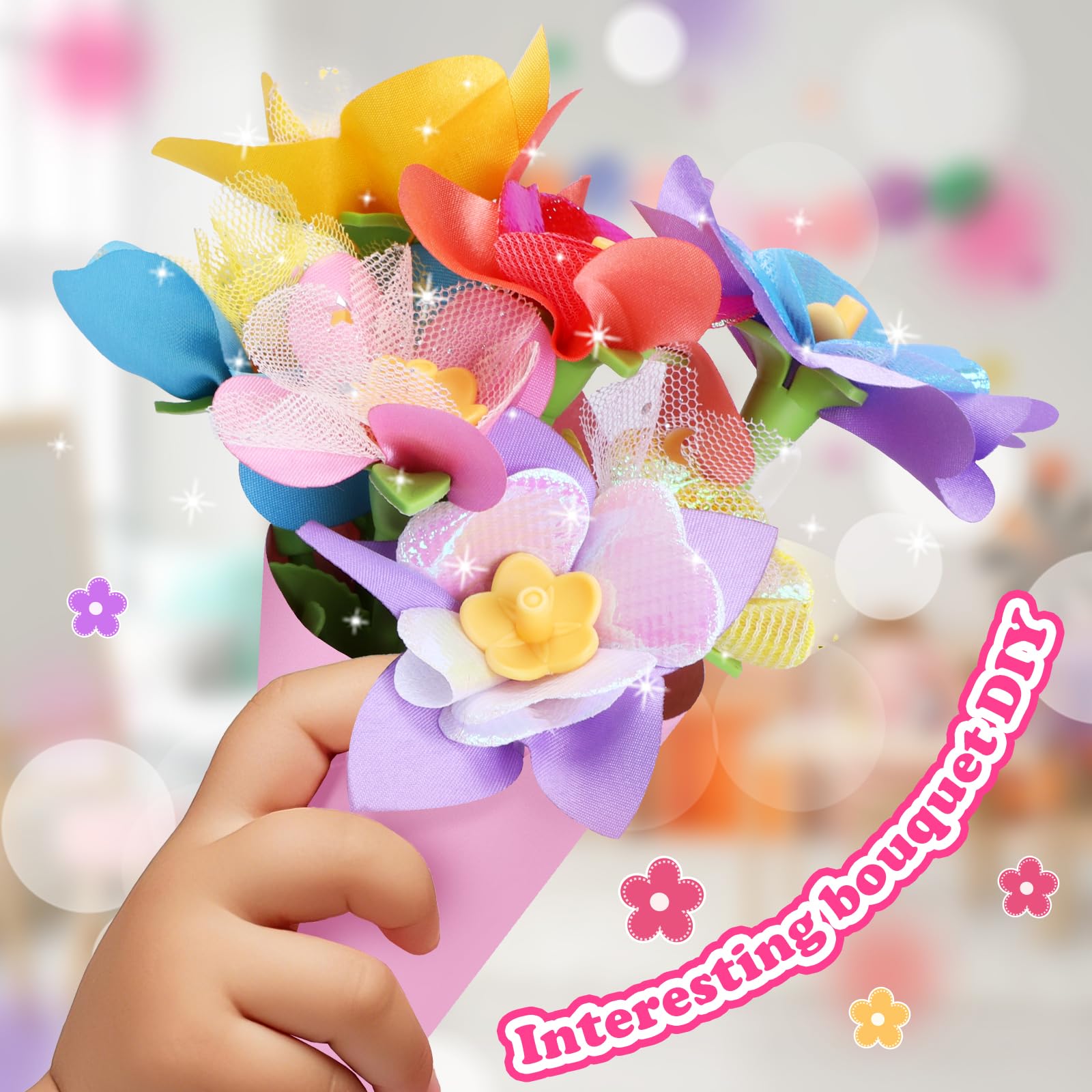 DIY Tissu Bouquet de Fleurs Kit 36pcs Accessoires Artisanat pour Arrangements Floraux Créatifs