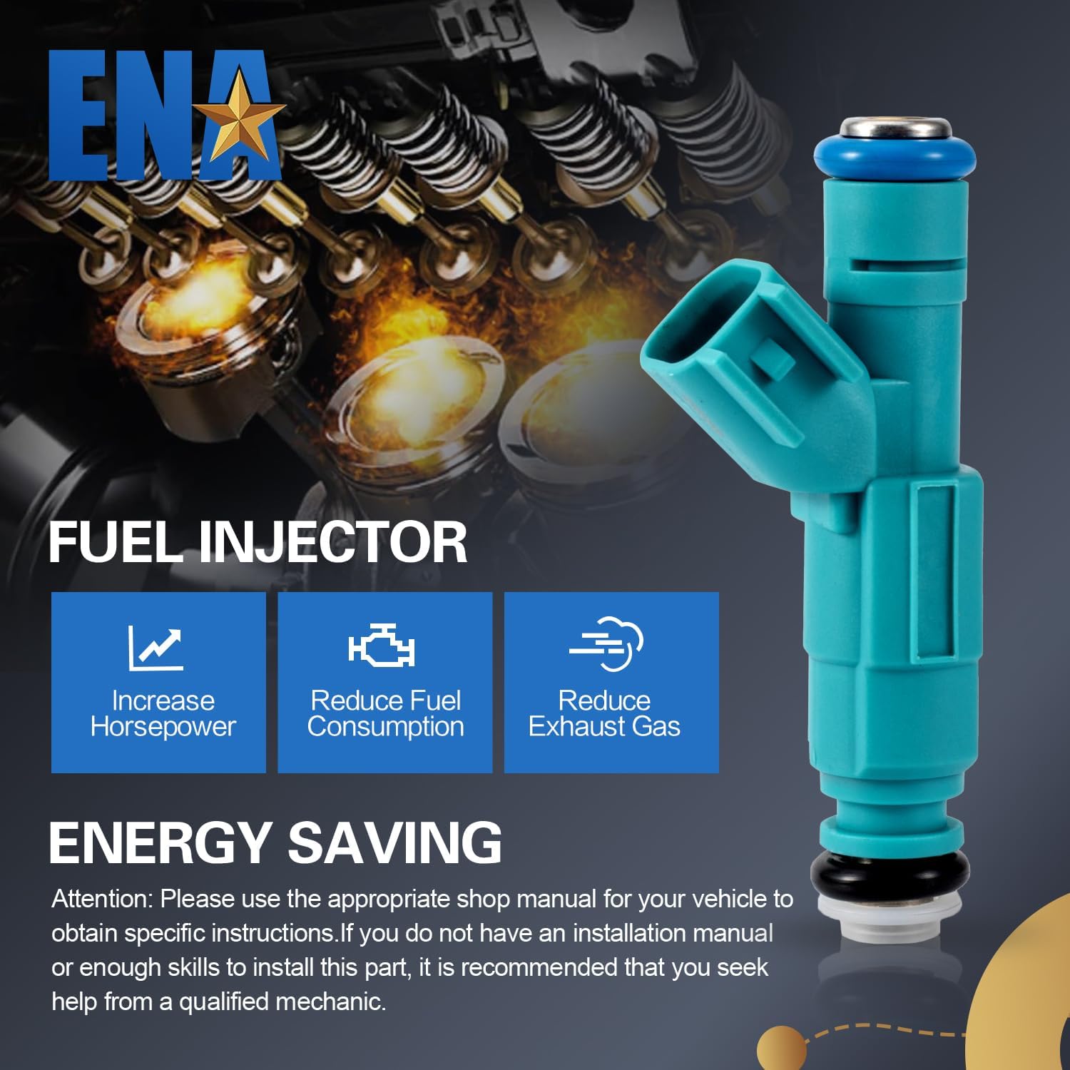 ENA 4 Holes Fuel Injectors Set of 10 Compatible with Ford E-350 Super Duty 2004-2007, E-450 Super Duty 2004-2007, E-350 Club Wagon 2005, V10 6.8L, Replacement for FJ952 0280156217 4C2Z9F593DA