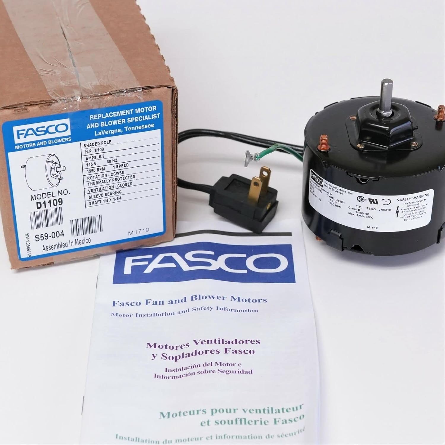 Replacement for fits D1109 Fasco for Nutone Bathroom Fan Vent Motor ...