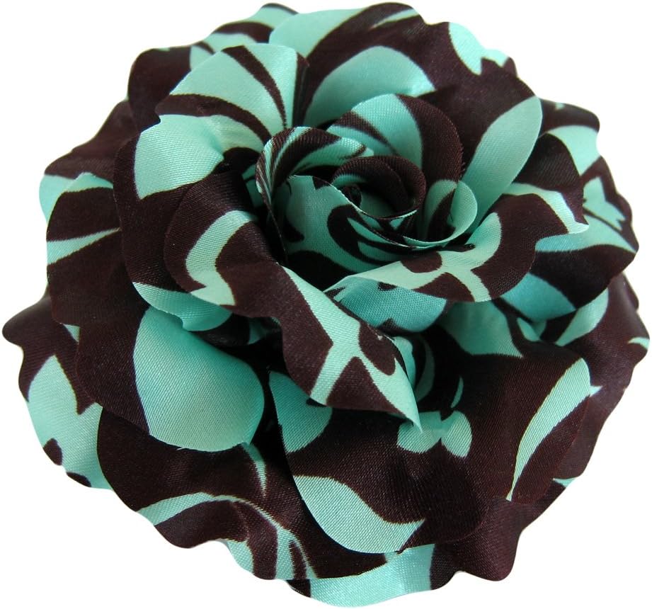 Sara Monica: Flower Hair Clip and Brooch Pin: Turquoise Cocoa Rose: Made in USA