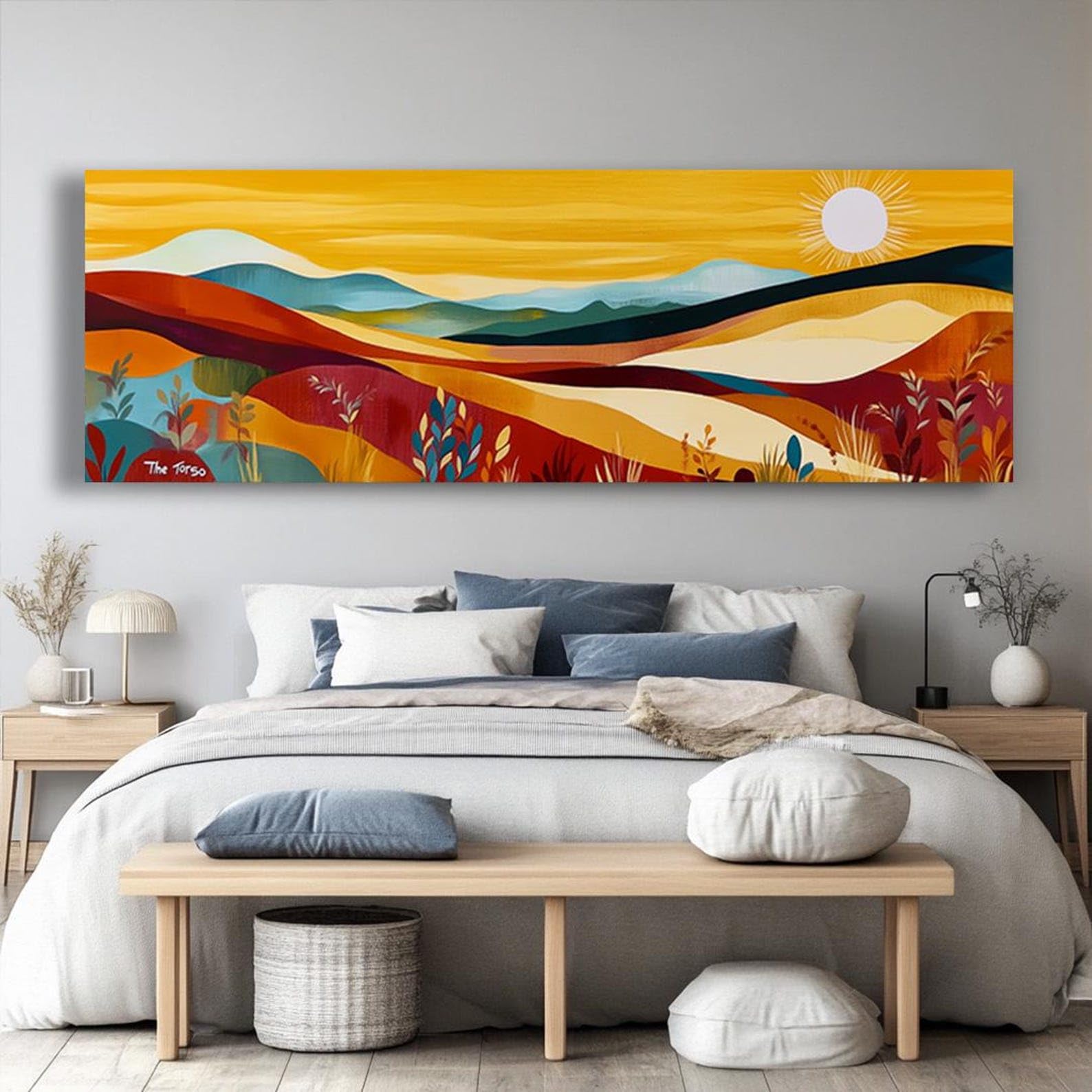 XBTYKPB Quadri orizzontali lunghi, quadri orizzontali stretti, stampe su tela con paesaggi naturali e montani, quadri su tela alti e sottili, poster (40x120 cm/cornice interna)