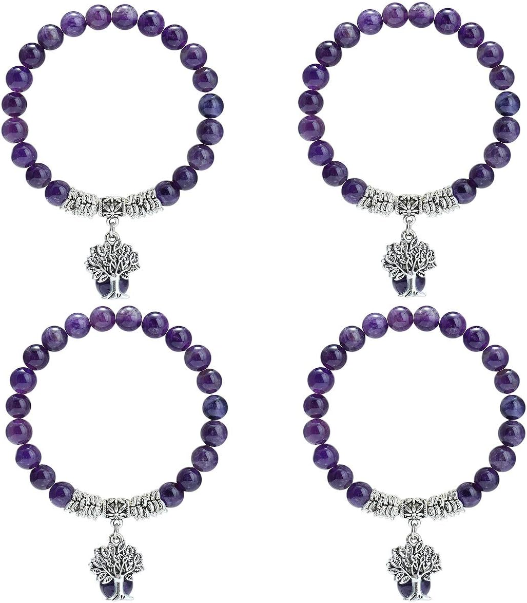TUMBEELLUWA Beaded Bracelets Semi Precious Stone Yoga Beads Crystals Tree Charm Chakra Bracelet Handmade Jewelry for Women - Image 5