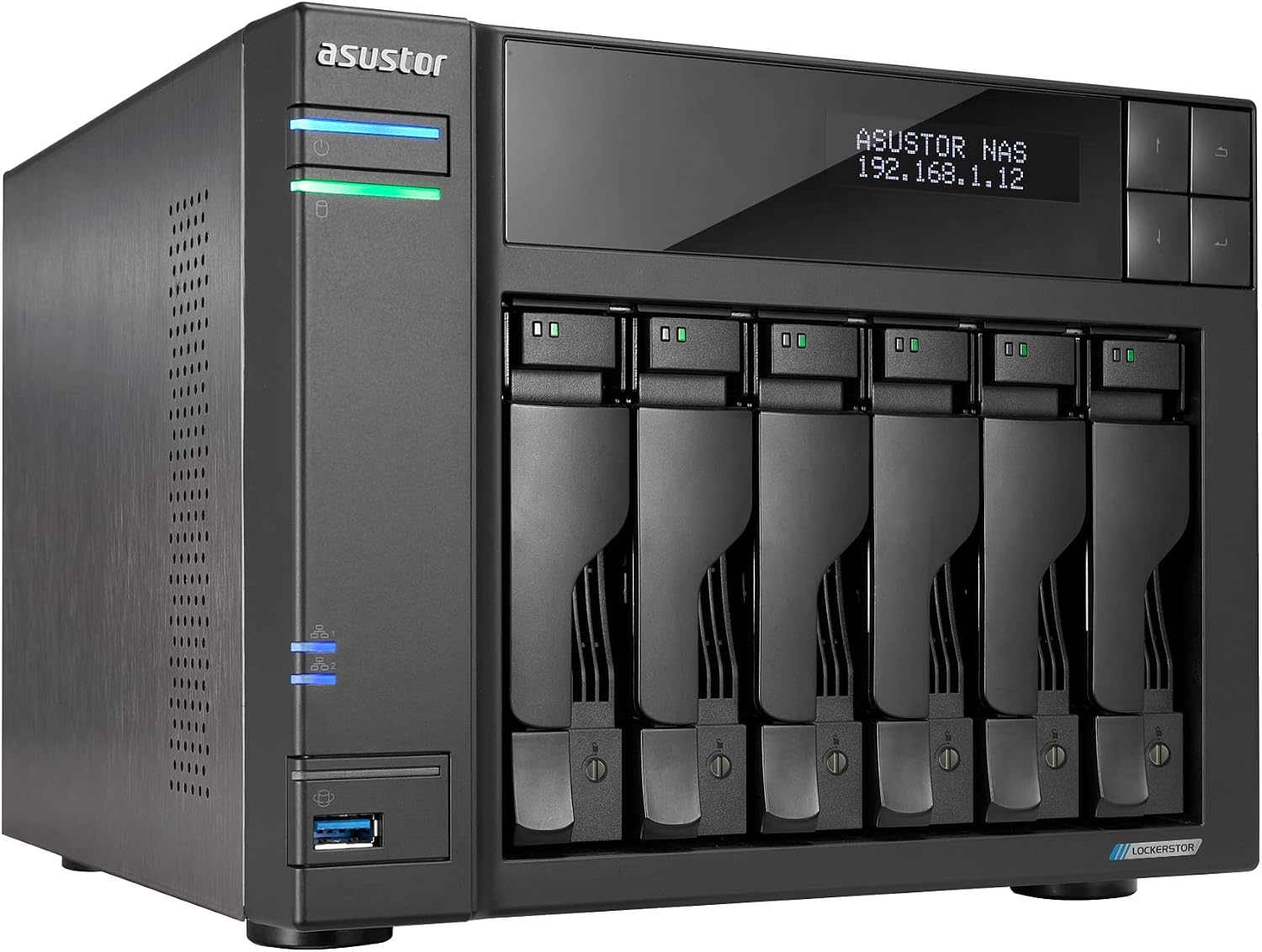 Asustor Lockerstor 6 Gen2 AS6706T - 6 Bay NAS, Intel Quad-Core CPU, 4X M.2 NVMe Slots, Upgradable Dual 2.5GbE, 8GB DDR4 RAM, HDMI, Content Creators, Hybrid Storage, Network Attached Storage (Diskless)