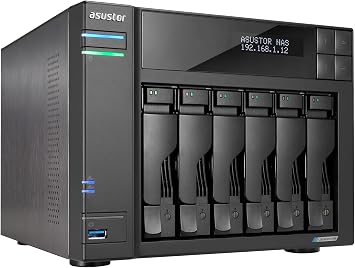 Asustor Lockerstor 6 Gen2 AS6706T - 6 Bay NAS, Intel Quad-Core CPU, 4X M.2 NVMe Slots, Upgradable Dual 2.5GbE, 8GB DDR4 RAM, HDMI, Content Creators, Hybrid Storage, Network Attached Storage Diskless