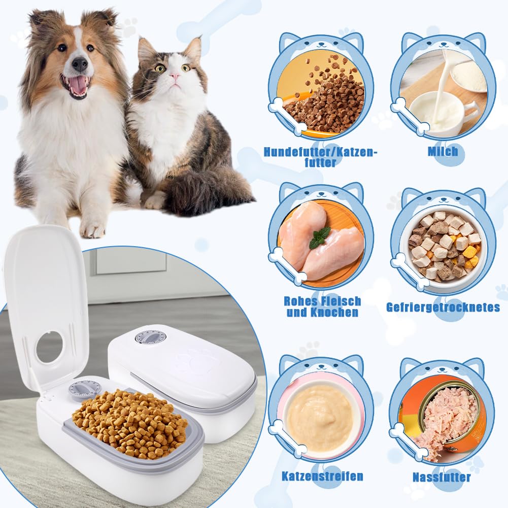 Tyafzzn Automatic Cat Feeder for Meals Automatic Cat Feeder, Automatic Feeder for Cats and Small Dogs, gray - Image 2