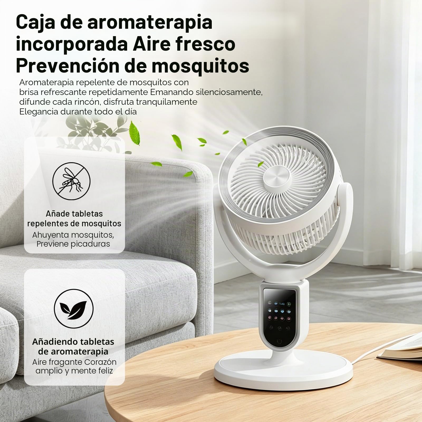 WIWOLER Ventilador de Pie Silencioso con Mando, Inalámbrico, 4 Alturas 110cm, Motor DC 30dB, 10 Velocidades, 80° Auto+90° Manual, Temporizador 10H, Luz 3 Niveles, Aromaterapia, Dormitorio Salón