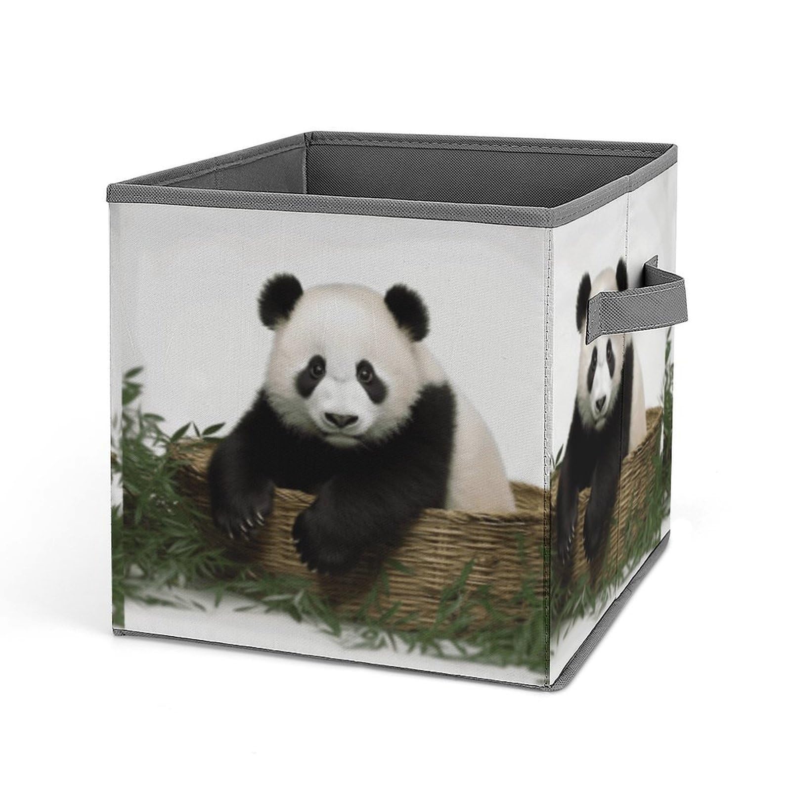 BTCOWZRV Panda Animal Cube Storage Bins - 11 Inch Heavy Duty Fabric Closet Bins for Shelves, Cube Organizer - Collapsible Storage Boxes with Handle Decorative Clothing Storage Baskets