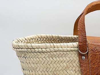 バッグ French Baskets French Basket, straw bag with leather handles, beach bag