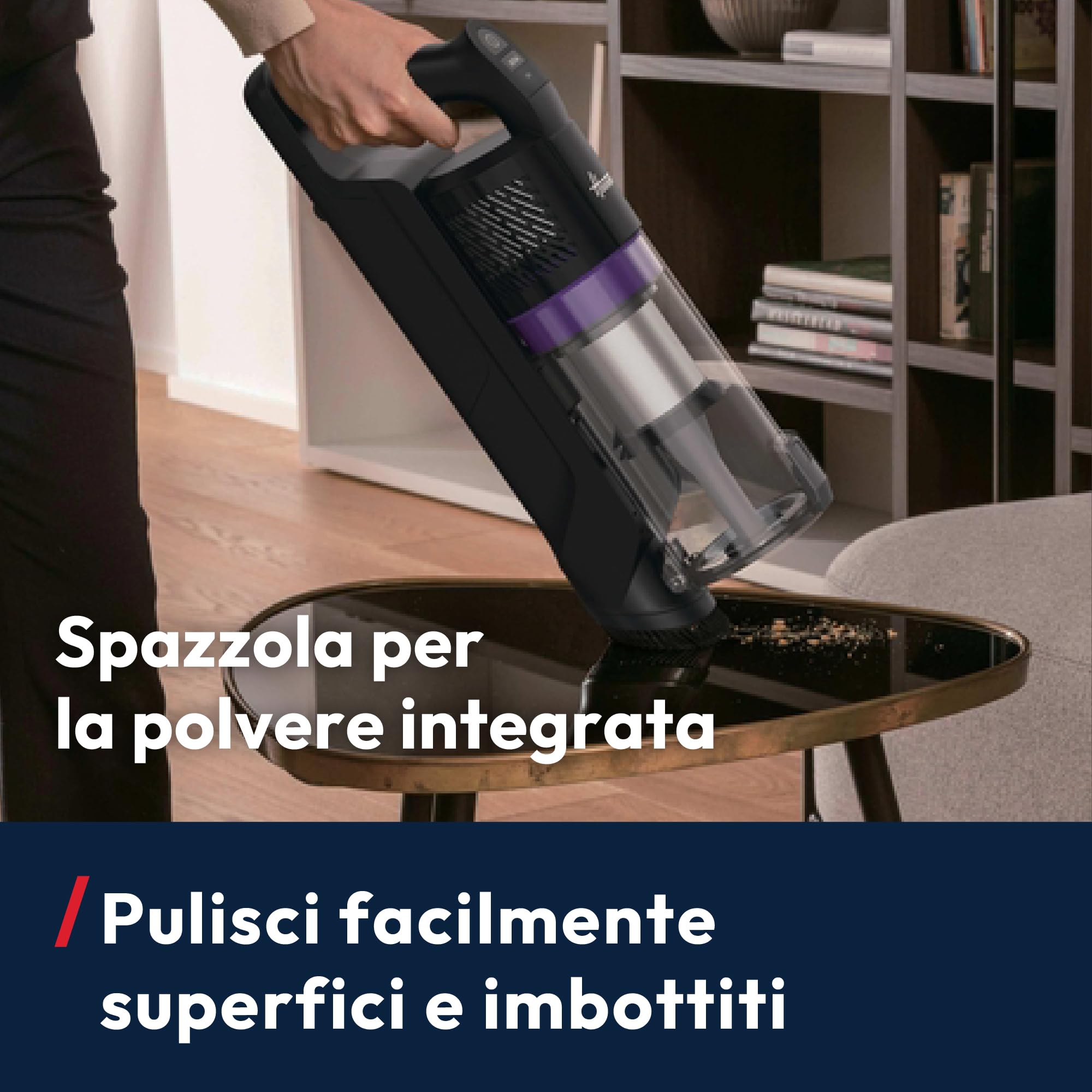 Hoover HF1 CORE Scopa Elettrica Senza Fili, spazzola multi-superficie con Tecnologia Anti-Twist, 3 modalità di potenza, Autonomia 50 Minuti, QuickPark, luci LED, 200W [XEUF1CHX]