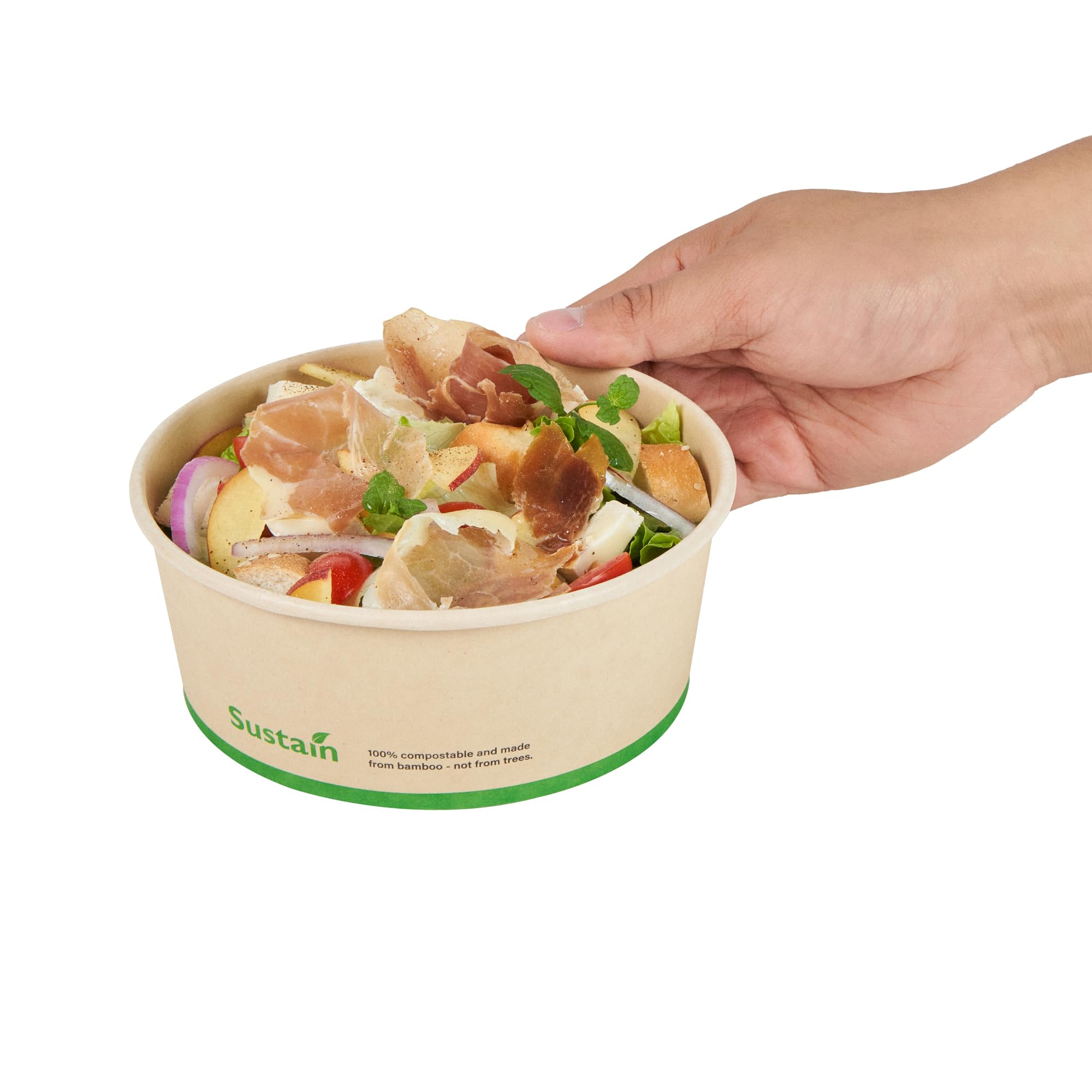 Restaurantware - Cajas de papel resistentes de 25 onzas, 50 recipientes redondos para alimentos, con forro de ácido poliláctico, compostables, contenedores de papel de bambú, desechables, a prueba de