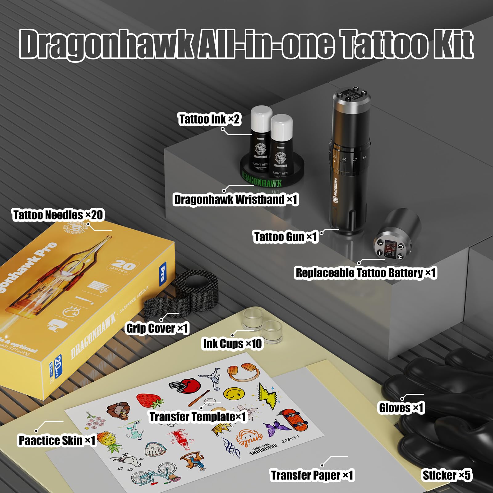Dragonhawk Fold3 ワイヤレス タトゥーマシン Dragonhawk Fold3 Wireless Tattoo Kit Rotary Machine – DRAGONHAWK