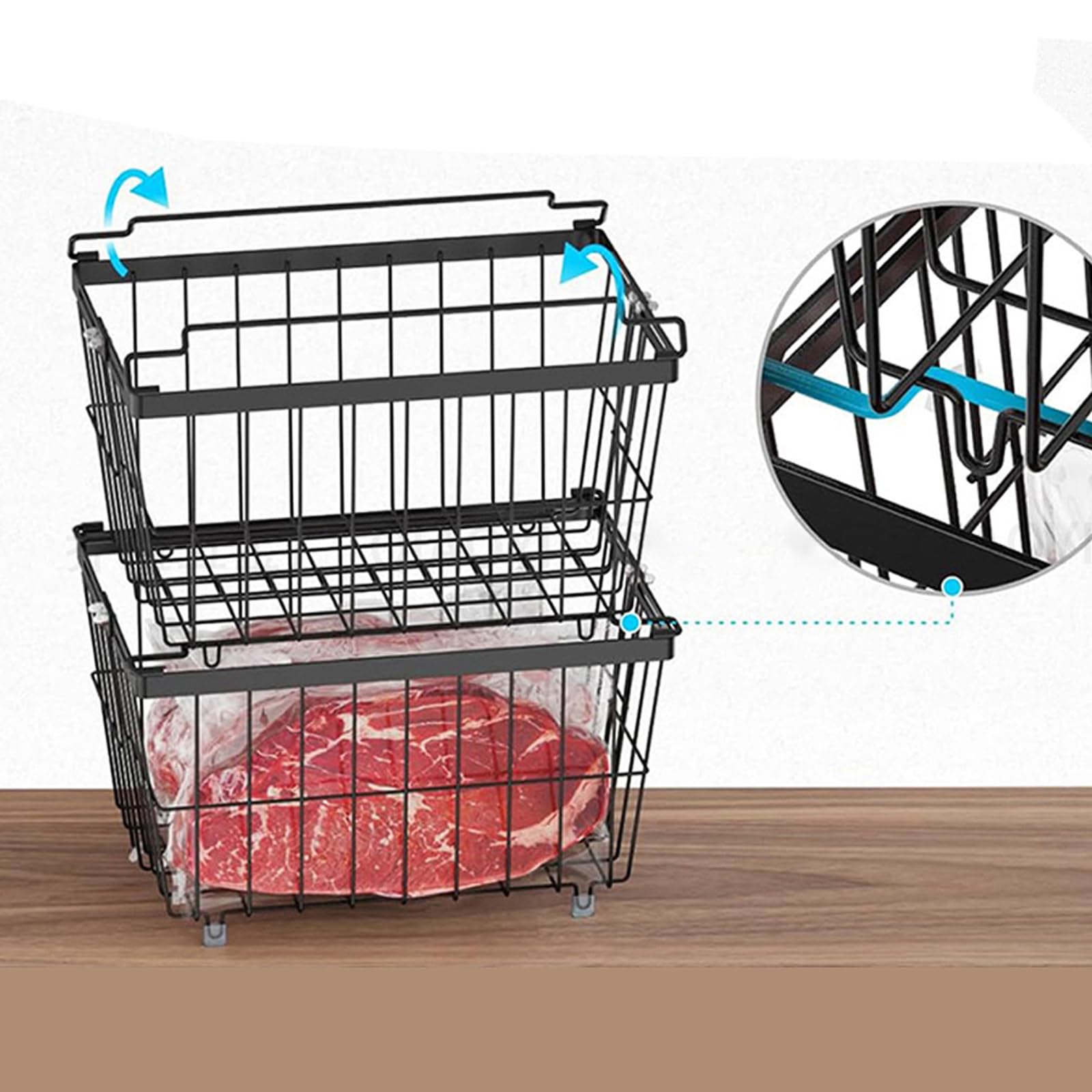 Cestino estensibile per frigorifero da cucina in filo metallico permanente per congelare alimenti impilabili Piano salvaspazio Risposta Conservazione modificabile Dimensioni modificabili Cibo