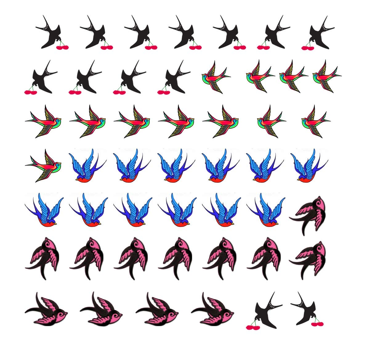 Kaz Creations White Swallow Bird Collection (Swallow Nail Art Water Decals)