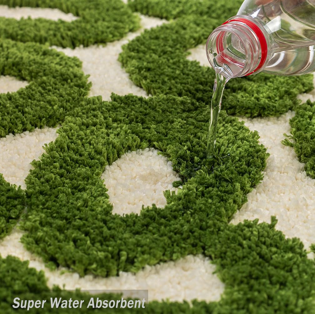 Alfombra de baño verde con texto en inglés You Look Good, alfombra de baño divertida, bonita, antideslizante, de microfibra, de felpa, pequeña, fresca, lavable, absorbente, para bañera y 4