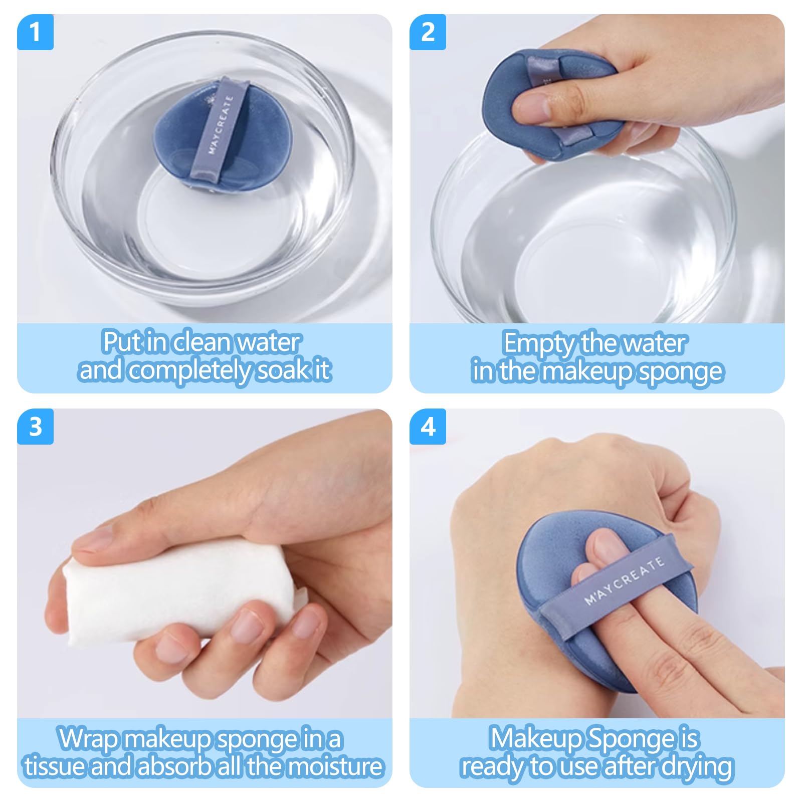 Spugnetta per Trucco Lavabile e Riutilizzabile, Spugna Viso per Cipria Sciolta e Fondotinta – Utilizzo a Secco/Bagnato(14 Pezzi)