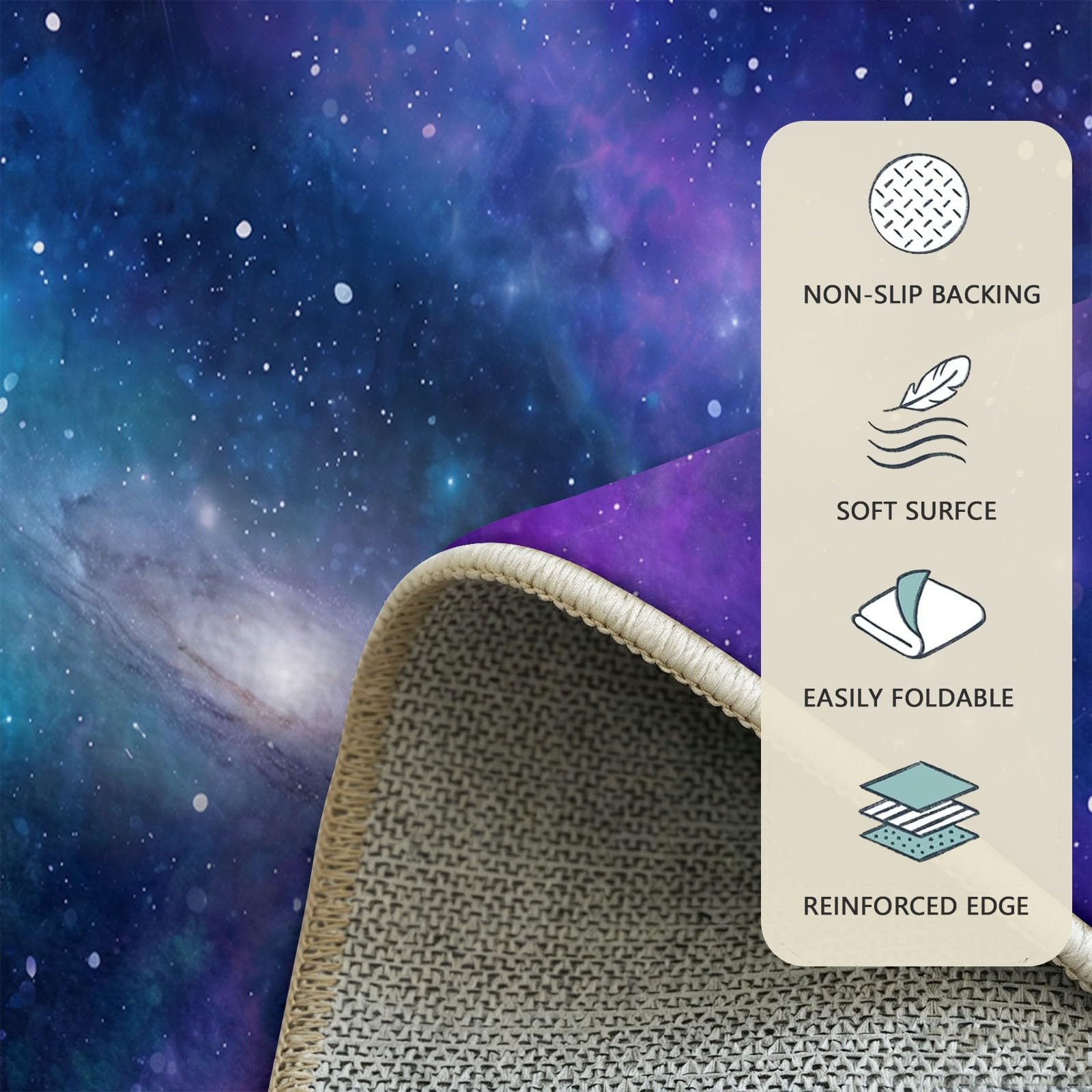 Générique Tapis Rond Moderne 120 cm, Espace Nébuleuse Voie Lactée Antidérapant et Lavable en Machine - Poils Courts Imprimé Tapis pour Salon Chambre Bureau ou Salle à Manger - Épaisseur 0.6 cm Bleu