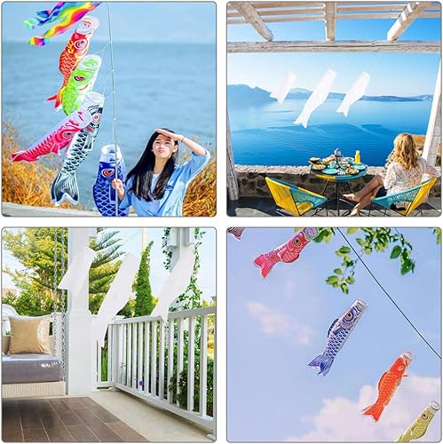 Miniatura 9 de Toddmomy Calcetín de viento de carpa japonesa, 2 unidades, estilo japonés, manga de viento de carpa, serpentina, decoración de calcetín de viento de