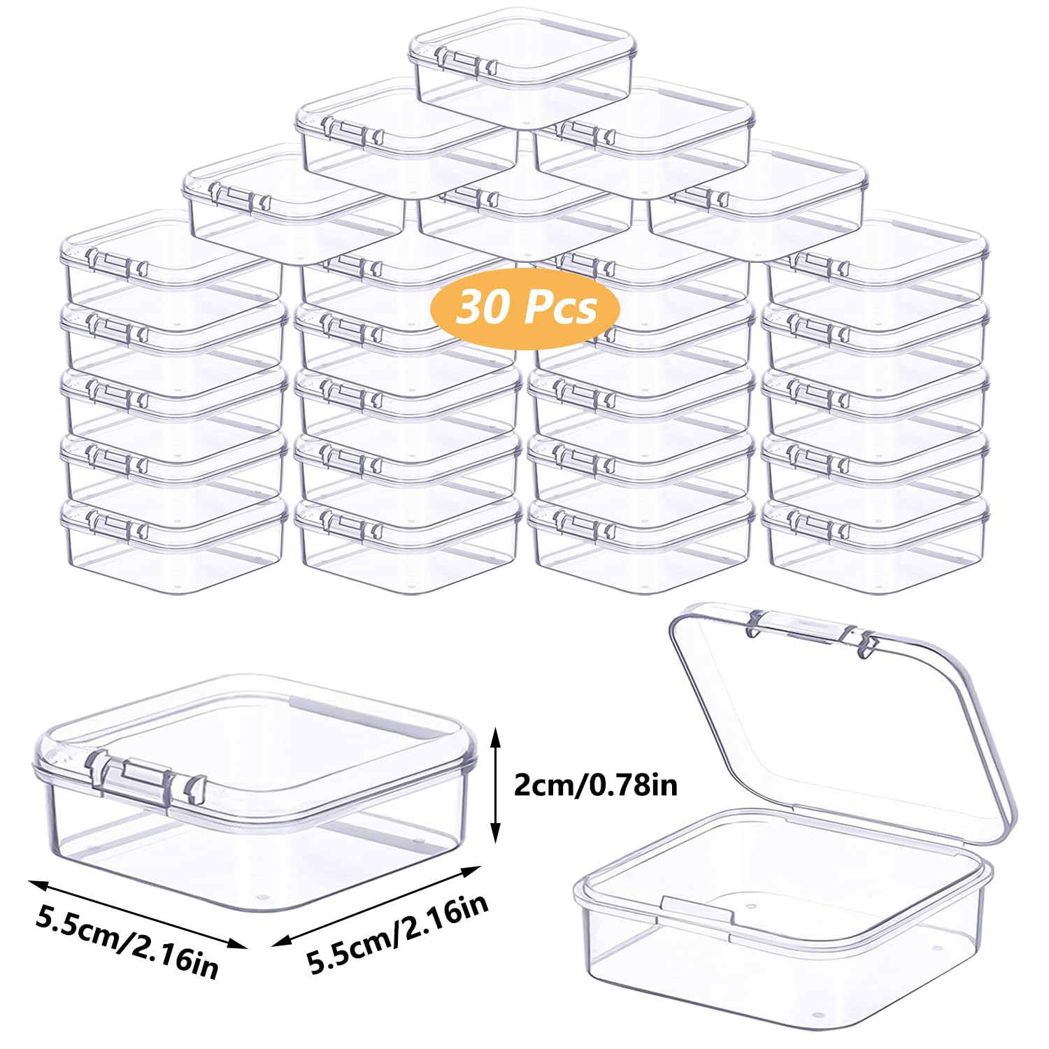 Prmape 30 Pieces Small Storage Box with Lid, 5.5 * 5.5 * 2cm Mini Rectangular Plastic Boxes - Image 2