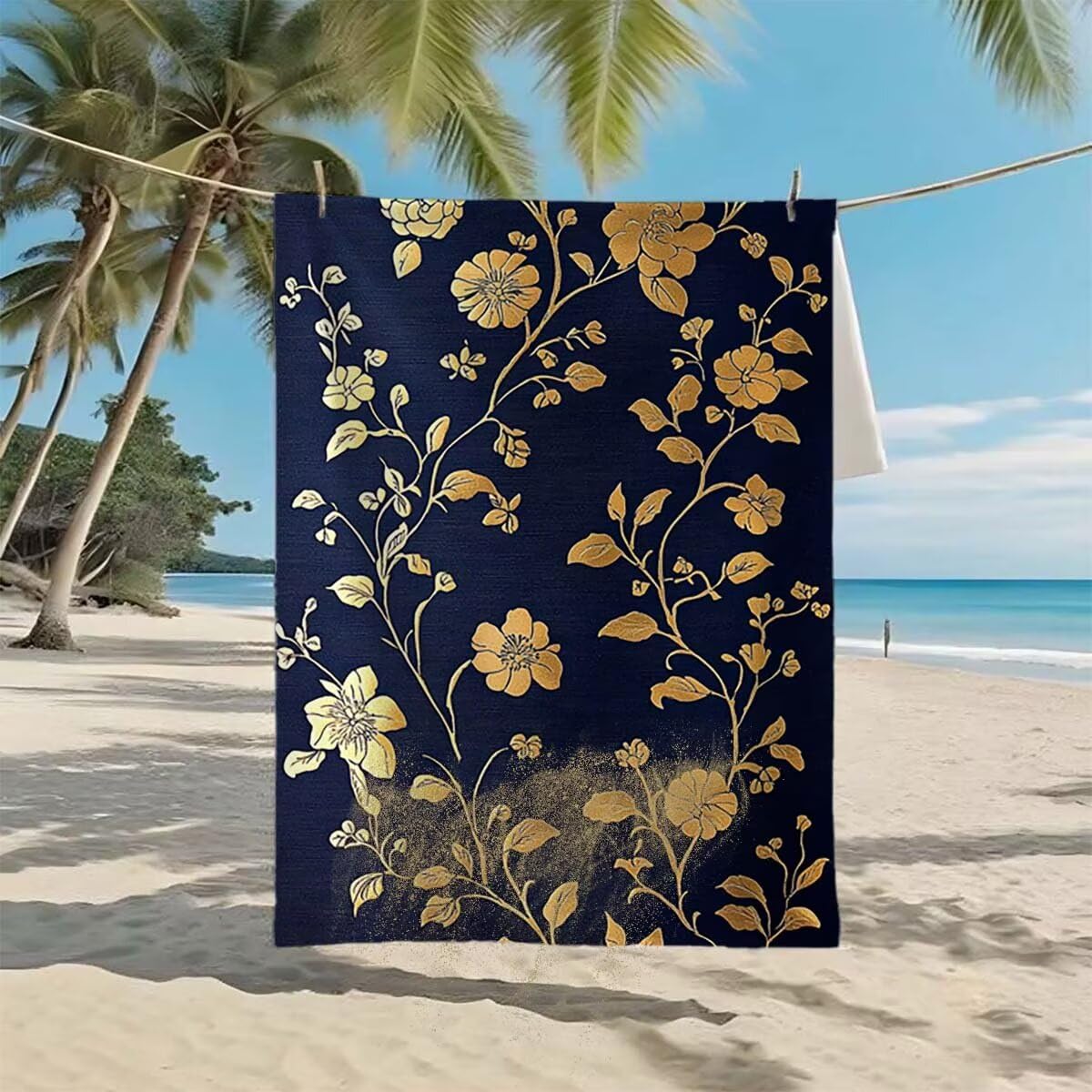 Toalla de Playa Grande 220x100cm/35x70cm, Juego de 2 Toalla Microfibra XXL de Antiarena, Toallas Playa Suave Ligera, Absorbente Secado Rápido, Beach Towel Viaje Yoga, Regalo Mujer Hombre (Rural) C-76