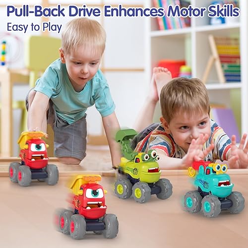 Miniatura 3 de HOLA Juguetes para regalo de cumpleaños de niño de 1 año  3 piezas de camiones monstruos juguetes para niños de 2 años, juguetes para niños pequeños