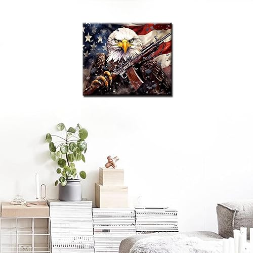 Miniatura 4 de Tucocoo Pintura de águila calva por números para adultos, pintura en lienzo de halcón feroz de principiante a avanzado, kit de pintura de números