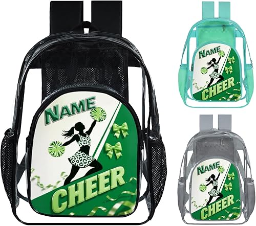 Miniatura 22 de Mochila transparente para niñas, mochila escolar personalizada con nombre de animadora para adolescentes, niños, mujeres y estudiantes Rojo