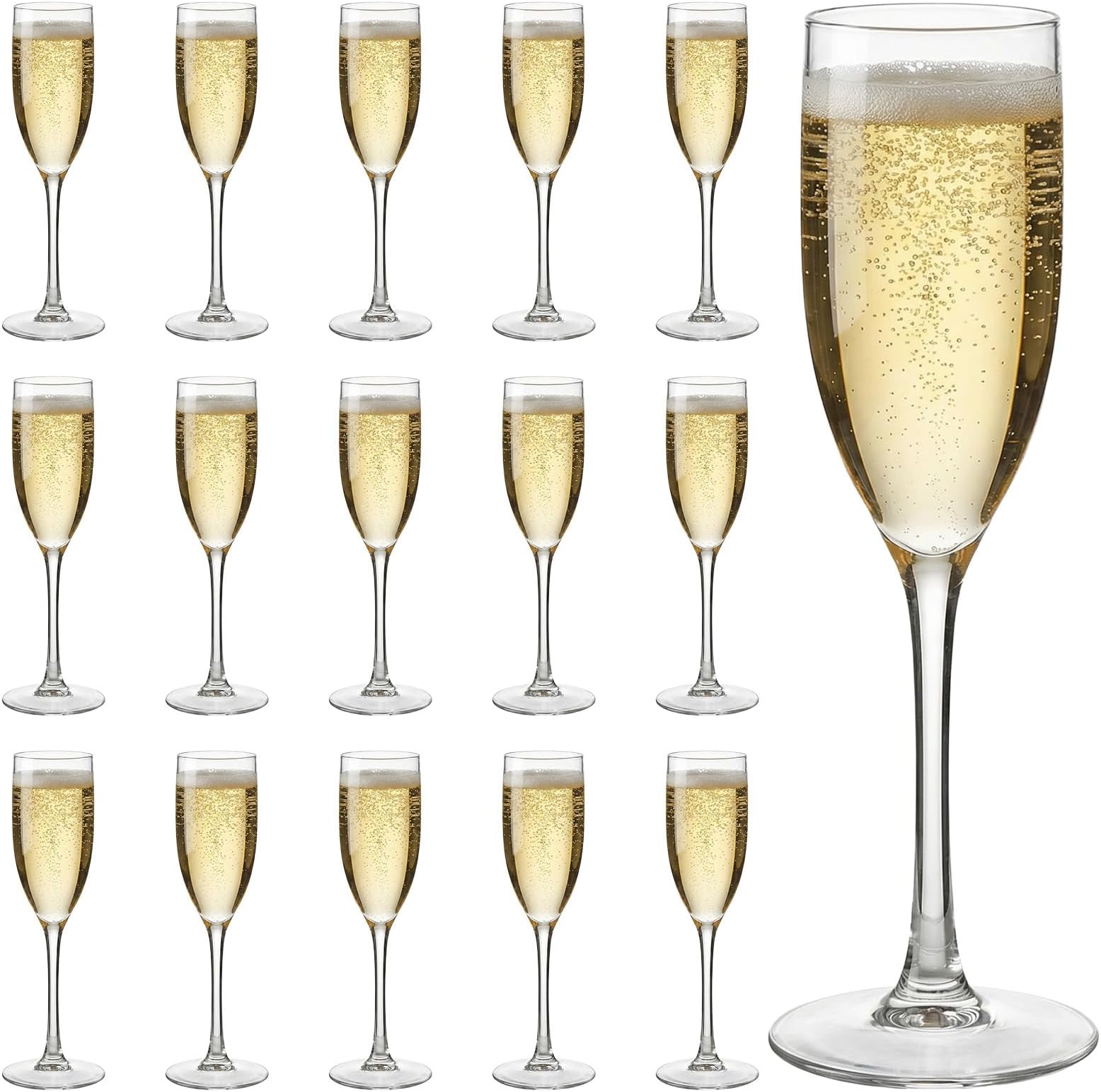16 Pcs Plastic Champagne Flutes Bulk Disposable Acrylic Champagne Flute Clear 5 Oz Wine Glasses Long Stemmed Cocktail Cups for Wedding Anniversary Birthday Christmas Toasting Drinking Party