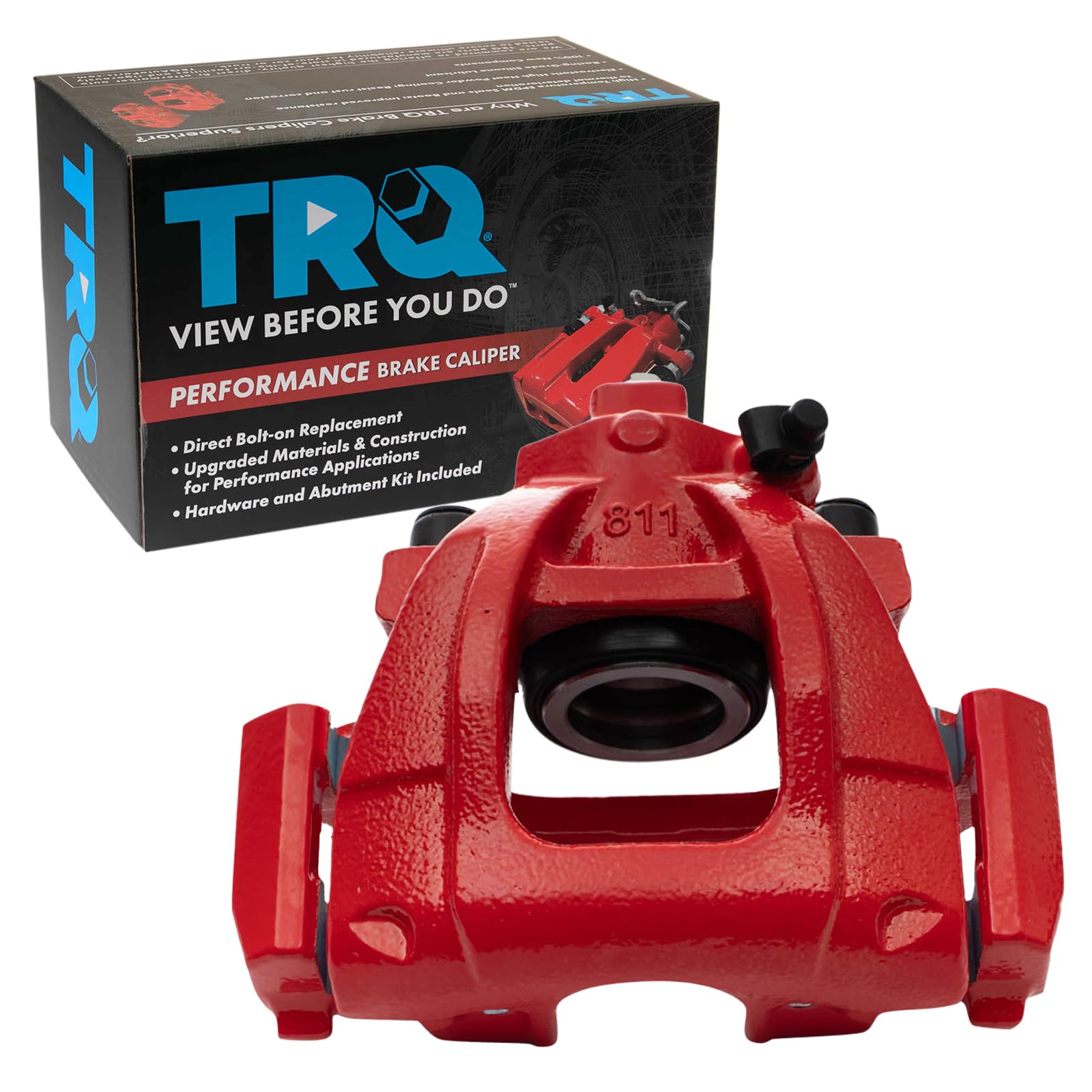TRQ Front Left Brake Caliper Performance Red Drivers Side