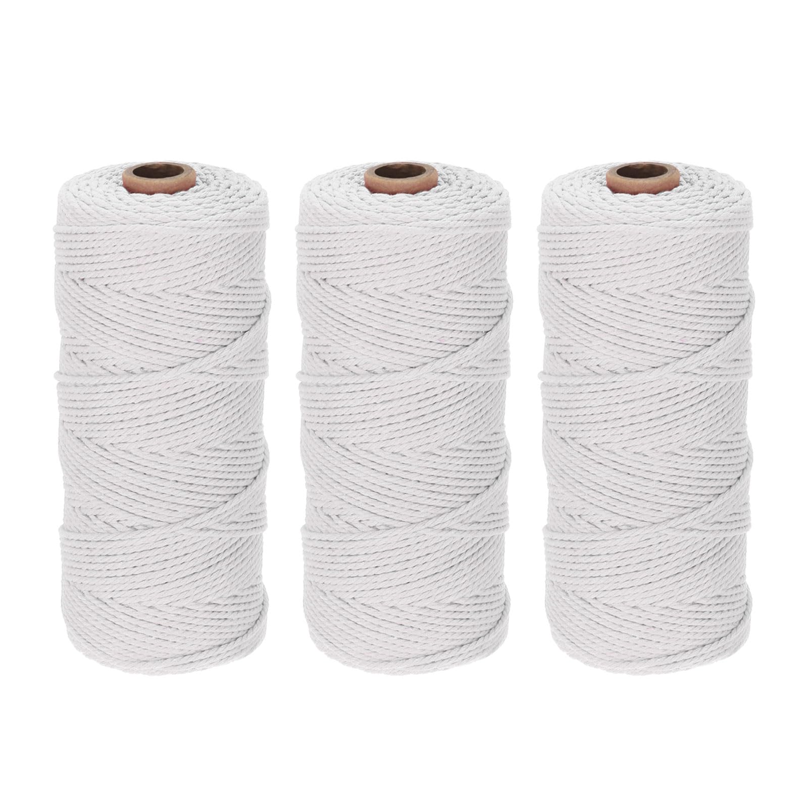 DMiotech 3 Pack 2mm x 170M (186 Yard) White Natural Cotton Macrame Rope, Wall Hanging Handmade 2 Strands Twisted Macrame Cotton Cord for Plant Hangers, Gift Wrapping Wedding