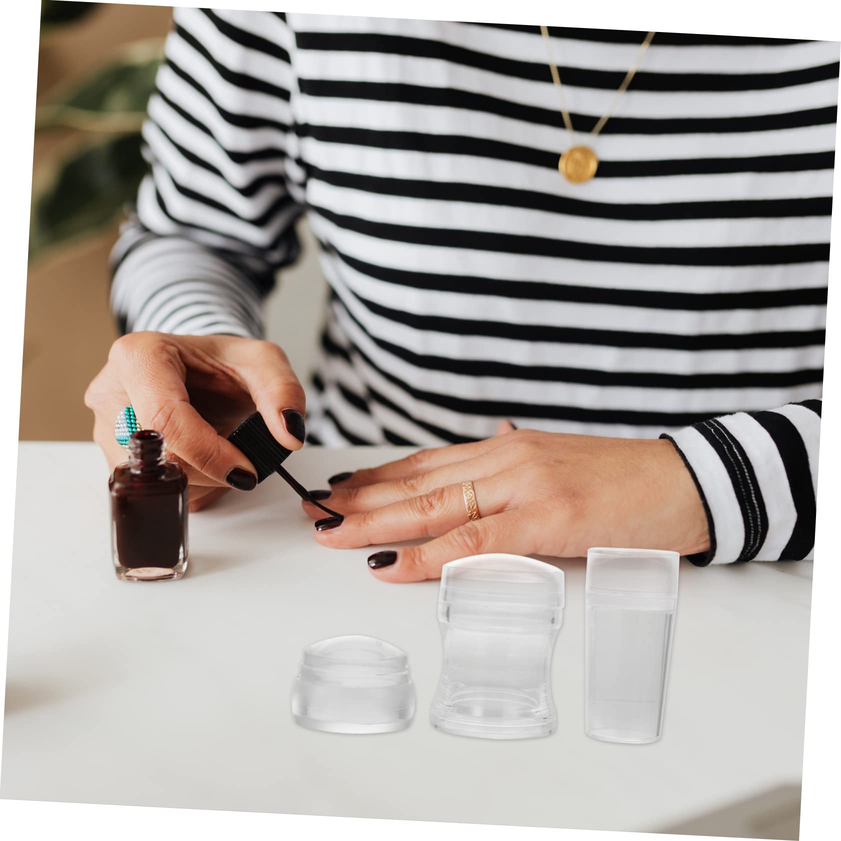 12 Set Timbro in Silicone Per Nail Art Strumento Per Stampare Le Unghie Timbro Per Unghie Raschietti Per Manicure in Silicone Unghia Morbida Gel Di Silice Testa Morbida Maneggiare