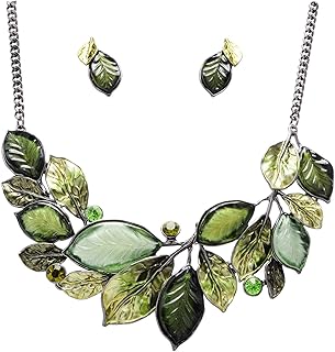 Vintage Statement Jewelry Set Leaf Floral Bohemian Boho Statement Neckla...