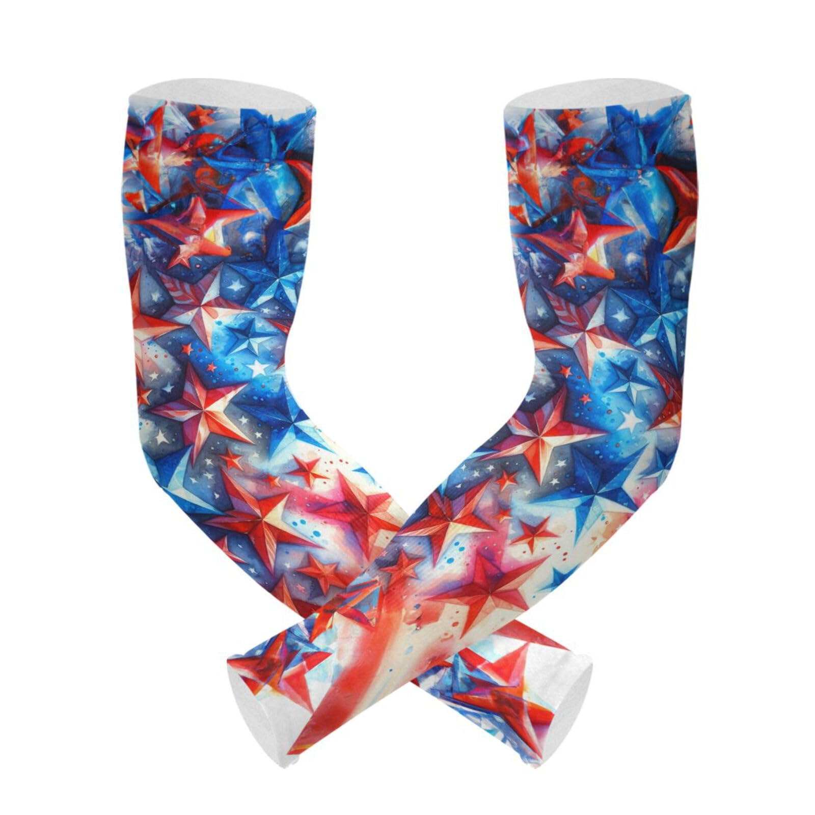 PaChyLuu Independence UV Sun Protection Arm Sleeves Cooling Compression Arm Sleeves with Thumb Hole for Men Women Golf Volleyball