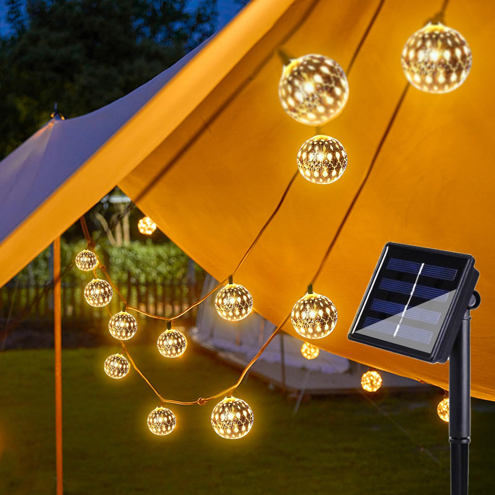 Catena Luci LED Marocchine 3m 20 Sfere Metalliche - Batteria - Per Interni/Esterni Matrimoni Feste