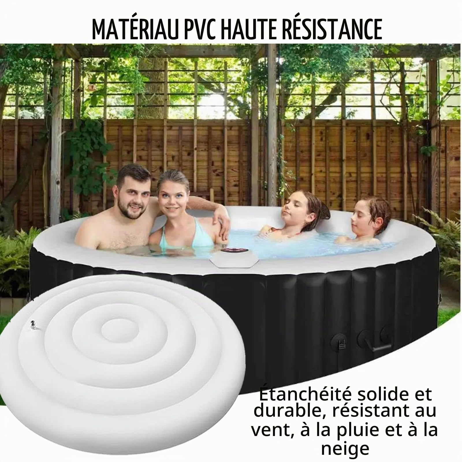 Couvercle Gonflable Rond, Bâche De Piscine Ronde 145 CM Housse De Gonflable Ronde BâChe Ronde Couverture Imperméables Et Antipoussière CoupeVent