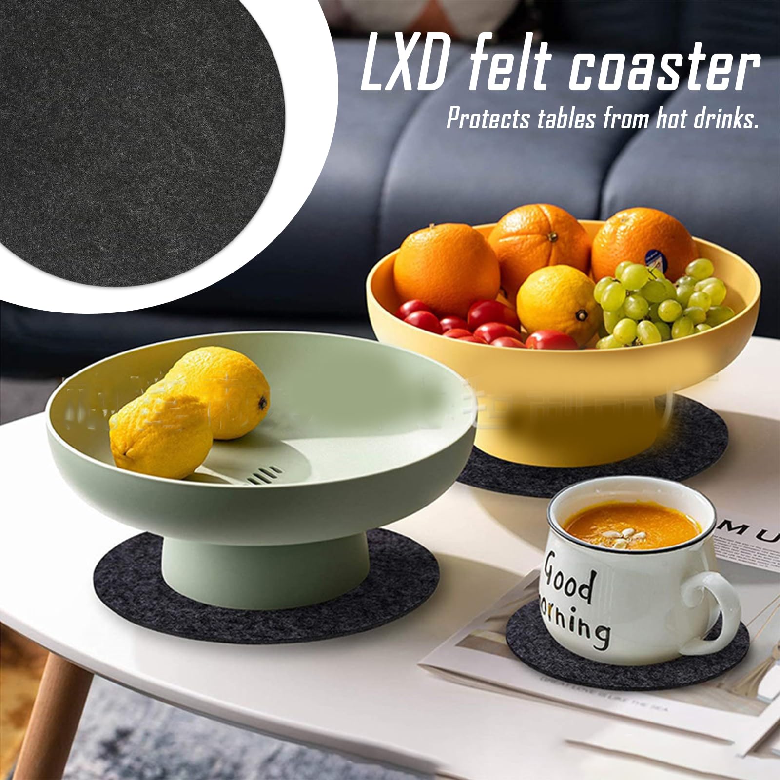 Juego De 6 Posavasos De Fieltro Redondos - Protegen Mesas De Calor Y Manchas, Ideales Para Tazas, Vasos Y Ollas