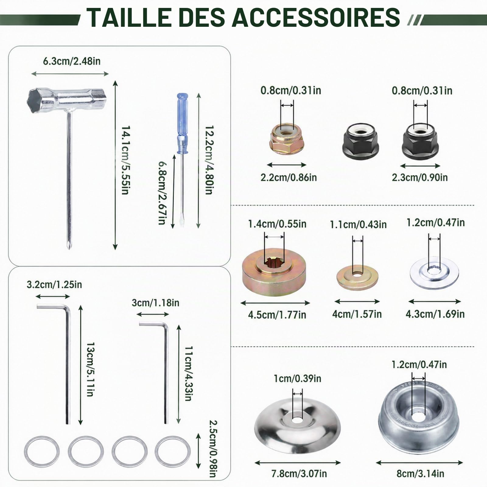 2 Pièces Tête Brosse Désherbage pour Débroussailleuse, Remplacement Tête Brosse Debroussailleuse, avec Accessoires, Convient au Jardinage, Pelouse-Brosse Debroussailleuse (6+8 Pouces)