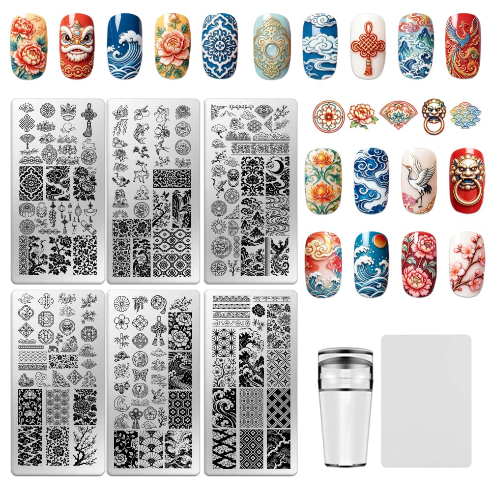 6 Sheets Nail Stamping Plate Elegant Textures Nail Art Stamp