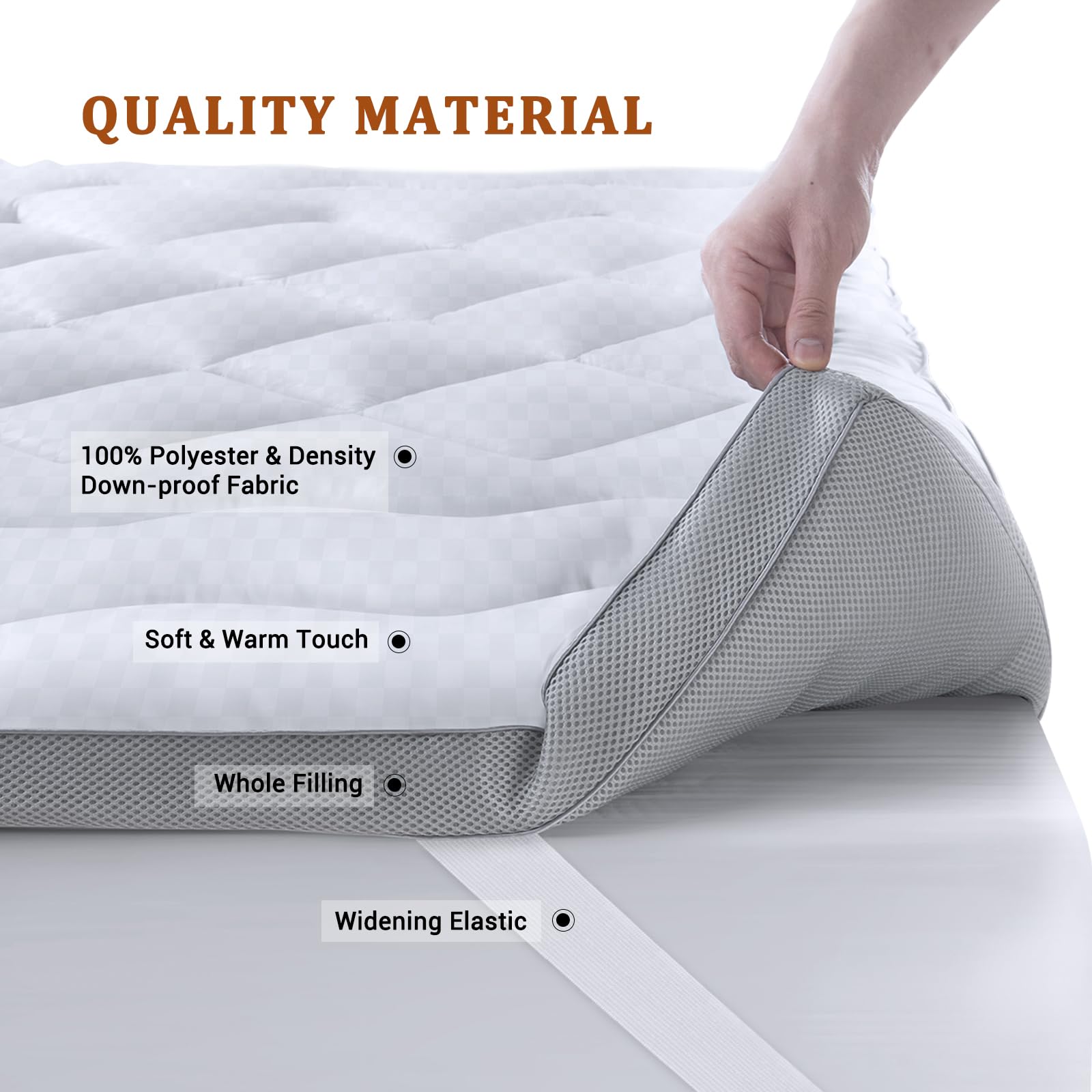 BedStory Cubrecolchón King Ultra Suave de 6 cm de Grosor, Fibra Alternativa de plumón para Dolor de Espalda, enfriamiento, Blanco, 150 x 200 cm, SSTP46020