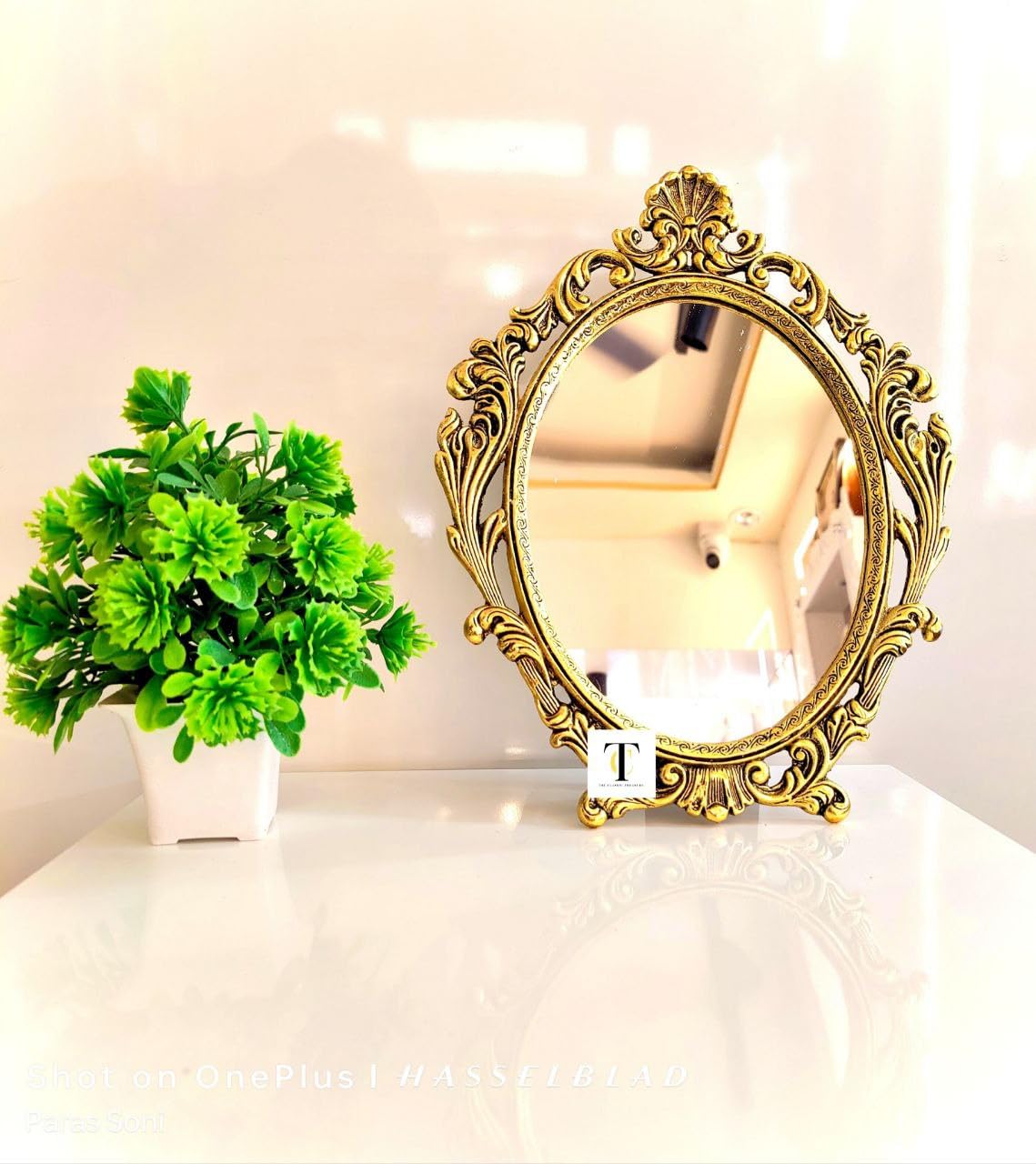 Vintage Stand/Wall/Table Mirror with Ornate Gold Frame, Baroque Style Decorative Mirror Birthday/Salon/Home/Office Etc-image-43
