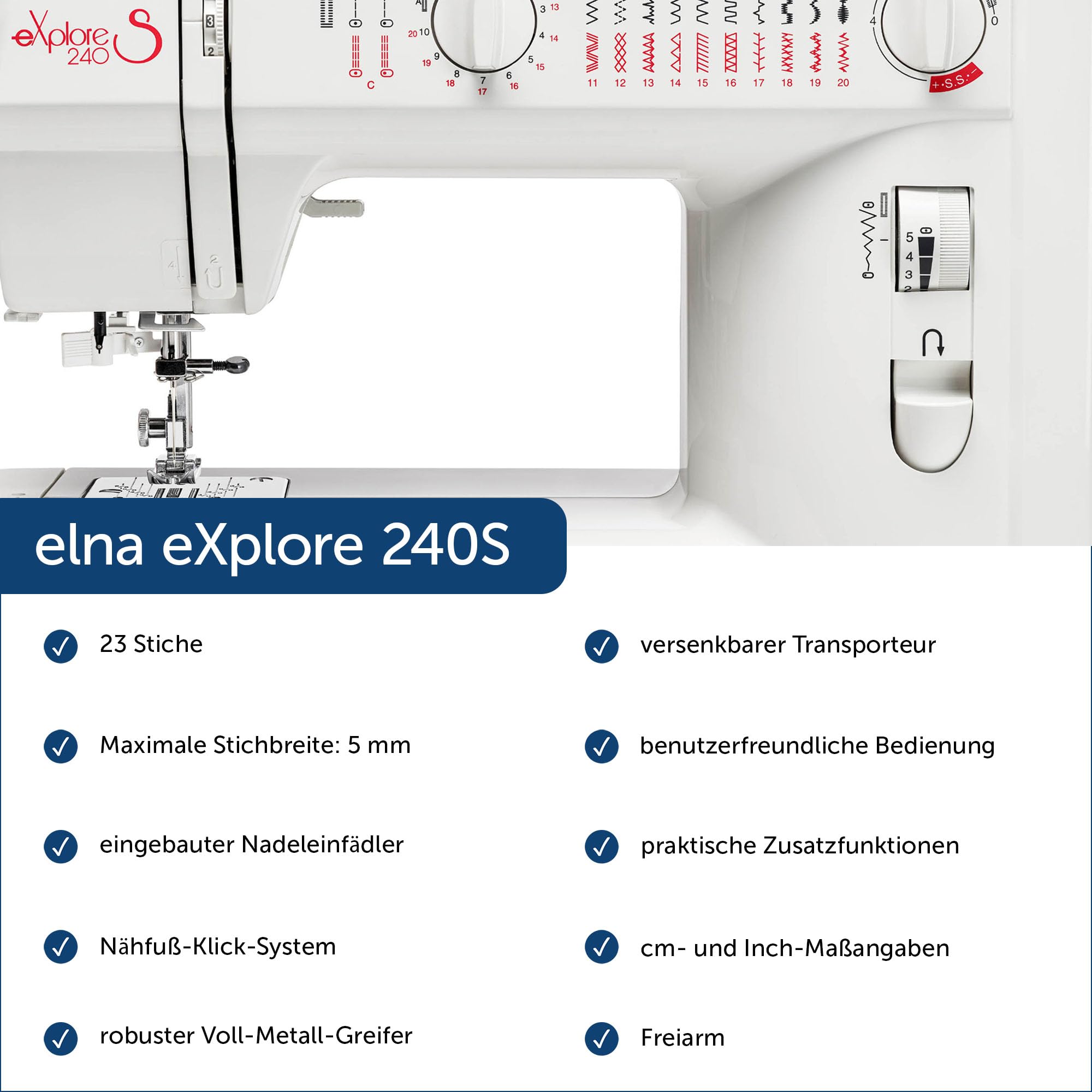 Elna eXplore 240S mechaniczna maszyna do szycia (czerwona)