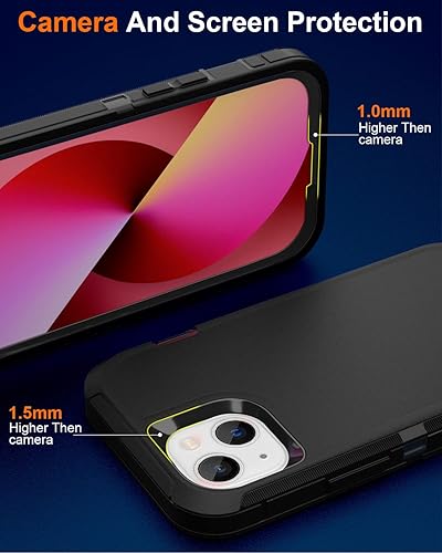 Miniatura 4 de Funda para iPhone 13 (6.1 pulgadas), con 2 protectores de pantalla de vidrio templado protección contra caídas de cuerpo completo de grado militar